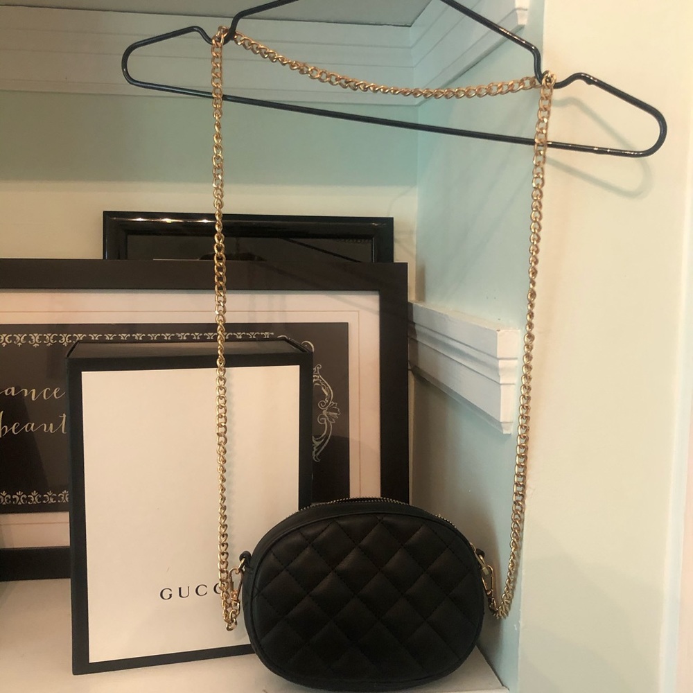 Black Fuax Quilted Leather Crossbody Fannypack